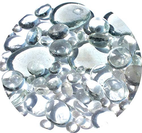 mesbilles - 250 GR Mélange Cristal Billes Plates - Galet en Verre 20 mm 10 mm 8 mm Cailloux en Verre décoratifs