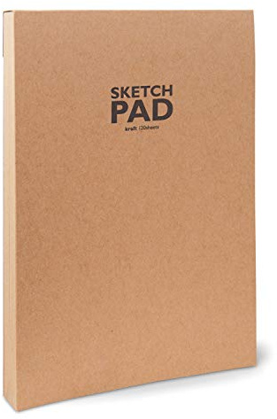 Sketchbook Honsell 34504 Sketchpad Kraft - Blocco da disegno, formato DIN A4, 120 fogli, 100 g/m², carta kraft robusta e riciclabile in fibre naturali non sbiancate, naturale