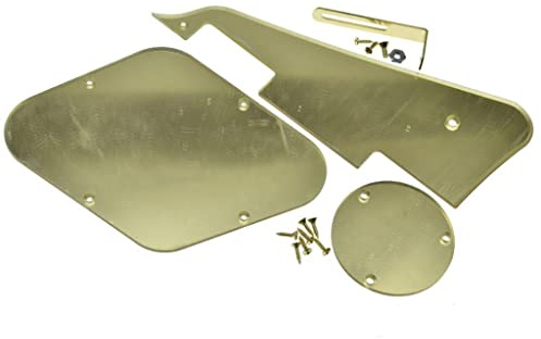 Dopro LP Gitarren-Schlagbrett-Rückplatte, hintere Hohlraumabdeckung, Schalterplatte und goldfarbene Stahl-Montagehalterung mit Stahl-Pickguard-Befestigungsschrauben für USA, Les Paul Gold Mirror,