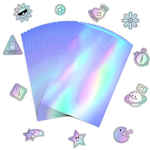 SCHYIDA 20 Blatt Holographische Aufkleber Papier Vinyl Aufkleber Papier Selbstklebend Holografische Folie für Laser und Tintenstrahldrucker Drucker Schnell Trocknen A4 210 x 297 mm Aufkleber