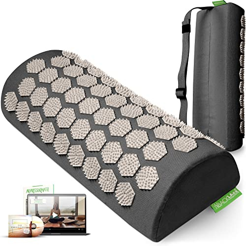 BACKLAXX® Akupressur Nackenrolle mit 2592 Nadeln, Akupressur Kissen Nacken | Akupressurkissen & Nackenrolle 40x15x10 cm mit Bezug & Befestigungsband, Halbleinen & Naturkautschuk, für Nacken & Schulter