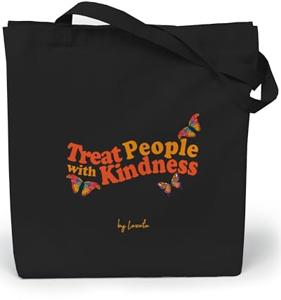 Loxato Jutebeutel - Schwarz Bedruckt, Stoffbeutel B35 x H42 x T8 cm - 100% Baumwolltasche - Einkaufstasche - Damen Shopper