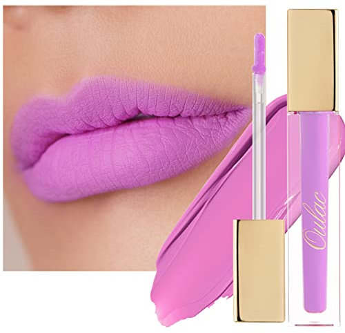 Oulac Flüssiger Matt Lila Lippenstift, Lila Lippenstifte, Langanhaltend mit Kussechter, Intensiver Farbabgabe, präzisem Applikator, Mattem Finish, Vegan Clean Beauty 4,5 ml M14