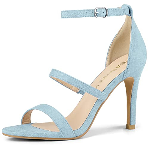 Allegra K Women's Open Toe Triple Straps Stiletto Heel Sky Blue Sandal 8 M US