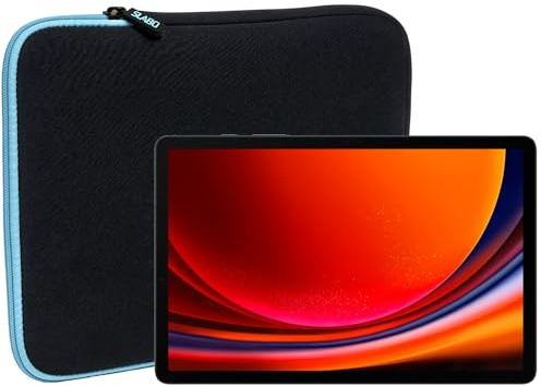 Slabo Tablet Tasche Schutzhülle für Samsung Galaxy Tab S9 (5G | Wi-Fi) Hülle Etui Case Phablet aus Neopren – TÜRKIS/SCHWARZ