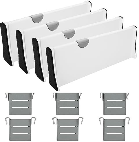 DAJAVE 4er-Set Schubladentrenner Verstellbar (27.6-43.5 cm, 10cm Schubladentrenner Hoch), Schubladenteiler Organizers mit Trennstegen, Schubladen Organisers Separatoren für Schrank, Büro