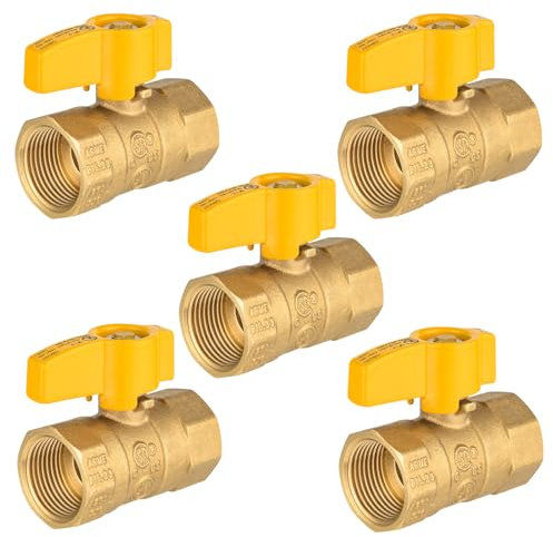 HeSun 5-Pack Straight-Flare Gas Ball Valve,3/4 Inch FIP x 3/4 Inch FIP Connection, 1/4 Turn Brass Gas Shut Off Ball Valve