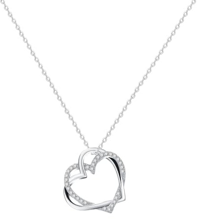 VANSZA Silber Kette Damen 925 Sterling Silber Glücksschlösser Herzen Damen Halskette mit Anhänger für Mädchen Frauen mit Schmuckbox