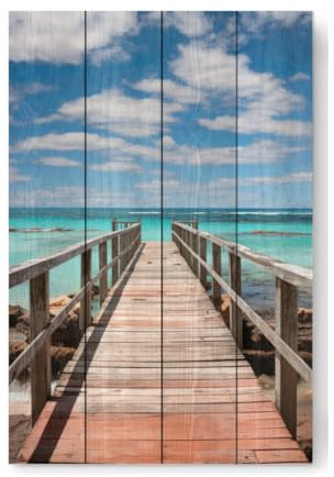 artboxONE Holzbild 60x40 cm Reise/Strand und Meer Holzsteg zum Meer von Künstler Webwald