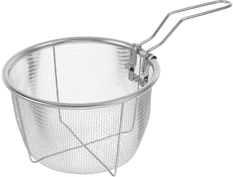 DEARMAMY Cestino Per Friggere In Acciaio Inossidabile Rete Rotonda Frittura Francese Stoviglie Per La Presentazione Del Cibo Con Manico Per Cucina Del Ristorante 15 Cm