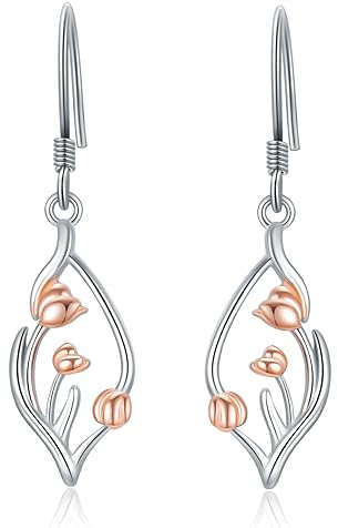 HARMONY BOLA Tulpen Ohrringe 925 Sterlingsilber Tulpen Ohrhänger Hypoallergen Weihnachts Geburtstagsschmuck Geschenke für Frauen Mutter Freundin