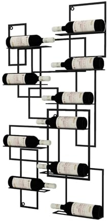 Portabottiglie Da Parete Per 10 Bottiglie Di Vino, Portabottiglie Da Parete In Metallo, Assemblabile Con Portabottiglie Da Appendere, Adatto A Dispensa Da Cucina, Cantina Da Bar ( Color : Black , Size