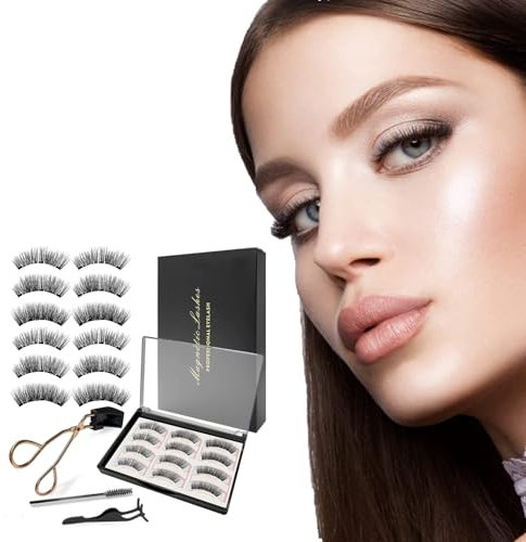 Aohcae 3D Magnetische Wimpern Set, Magnetische Wimpern Ohne Eyeliner Magnetic Eyelashes Wimpern Magnetisch mit Wimpernzangen und Bürsten