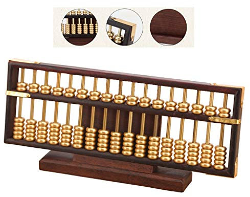Chinesischer Abakus,Abakus,Abakus für Mathe,Abakus Abacus-Kupferperlen, Abacus-Kunstsammlung, Abacus Ac, professioneller Abacus, Heimdekoration, Geschenkpaket, 20 x 7,5 x 2,5 cm, gelb
