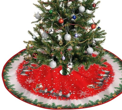 Weihnachtsbaumdecke Rund,90cm Rot Christbaumdecke Rund Weihnachtsbaum Rock,Weihnachtsdecke Tannenbaum Mit Elch Schneeflocken Weihnachtsbaum Decke,Christbaum Decke Boden Party Dekor