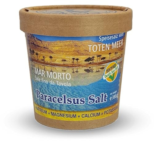 Sale Fino del Mar Morto 380g – Naturale, Non Raffinato, Ricco di Minerali (Magnesio, Calcio, Potassio) – Sale da Tavola Senza Additivi, Grezzo e Puro – Ideale per Cucina Sana, Gourmet e Diete Naturali