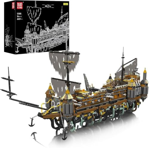 COIL Spielbauklötze, Bausteinset, Bauklötze, Baukasten, Model: 13188, Piratenschiff, MOC Silent Mary Segelboot-Modellbausatz, 4147 St.