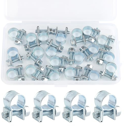 Kayqbonke 20 Stück 8-10mm Mini Schlauchschellen, Verstellbar Kraftstoffeinspritzung Gelenkbolzenschelle, Klein Schlauchklemmen, Stark Rohrschellen für Mini Kraftstoffleitungs, Auspuffrohr, Benzinrohr