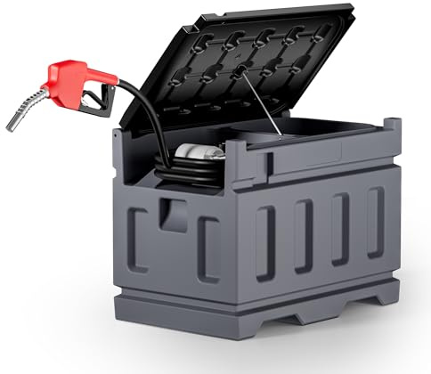 Wiltec mobile Tankanlage 180 l mit 12 V Pumpe, Kraftstoffbehälter für Dieselkraftstoff, tragbare Dieseltankanlage für flexibles Tanken