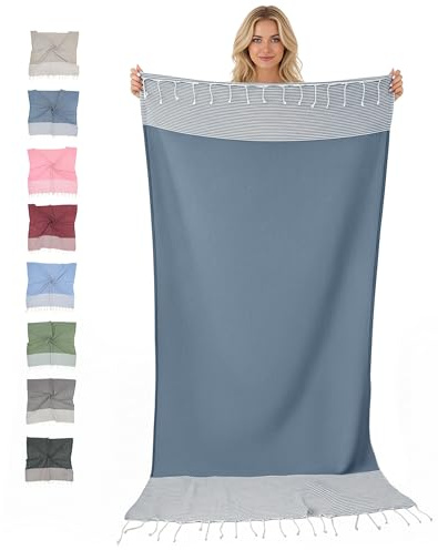 furora HOLIDAY Hamamtuch groß 100x200 cm (Baumwolle), Strand-Saunatuch Damen Herren Saunahandtuch: dünn, kompakt, lang - Strandtuch Hammam Sauna Tuch XXL, Handtuch: Strandhandtuch Urlaub Must Haves