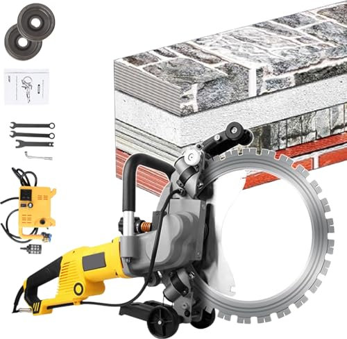 Electric Wall Cutting Ring Saw, 5000W Concrete Bullnose Saw with Water Fed Dust Suppression, Cutting Depth 29cm, Electric Groove Cutter for Stone, Wall,110V