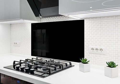 Myphotostation 76x70cm Black Tempered Printed Toughened Glass Splashback for Kitchen, Tempered Heat Resistant Glass Splashbacks for Cookers