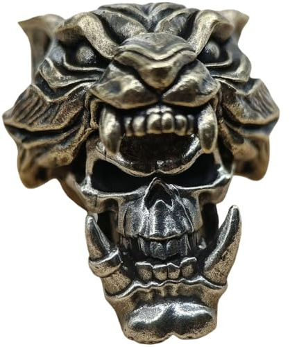 HiyyFloy Knife Lanyard Beads, Paracord Beads, Knife Beads, Skull Beads, Perforated Bead, Hand Casted Copper Charm,for Diy Paracord Accessories, Charms Beard Beads for Men