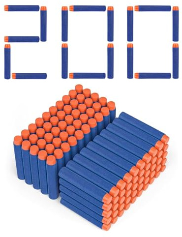Set di 200 Schiuma Dardi Proiettili,Dardi Nerf Munizioni Ricarica Compatibili Freccette,Dardi Morbide,Ricambio Munizioni Ricarica Schiuma Freccette 7.2cm Proiettili per Series Blasters Giocattolo(Blu)