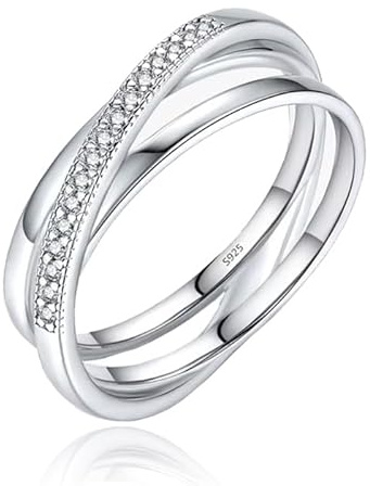 Elenza Sterling 925 Silber Doppelring mit Zirkonia-15mm