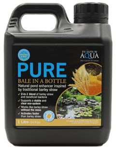 Evolution Aqua Pure Bale In A Bottle – Paille d'orge pour étangs avec bactéries bénéfiques | Après-shampoing naturel pour nettoyer l'eau et maintenir un étang sain (1 l)