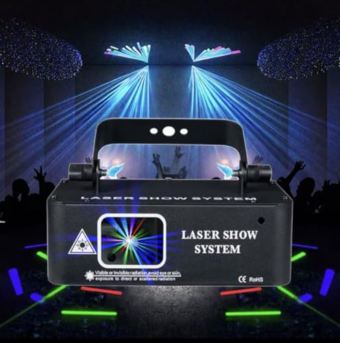 Professional DMX DJ Laser Show System, Multi-Color RGB Stage Light Projector, Club Party Entertainment Lighting with Geometric Pattern Effects