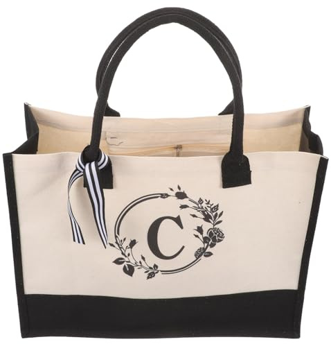 COHEALI Personalisierte Große Tragetasche mit Henkel Individuelle Geschenktüte für Hochzeit Strand Brautjungfern Vielseitige Verpackungstasche mit Buchstabenmotiv