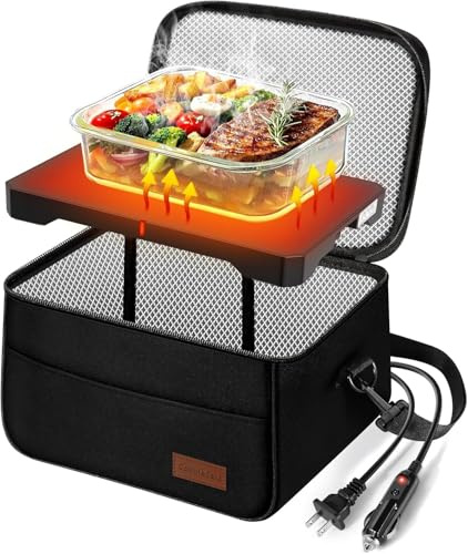 DoubleCare Mini contenitore elettrico per il pranzo, portatile, 12 V/24 V/220 V, 3 in 1, riscaldabile, per ufficio, lavoro, casa, viaggi, auto