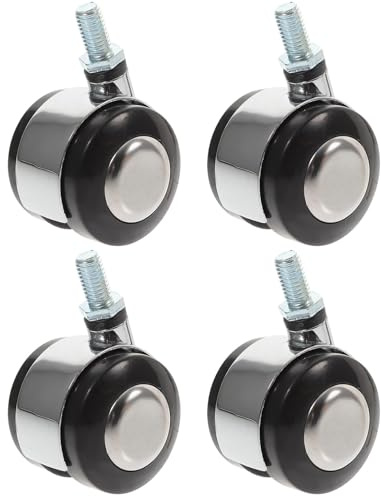 Uonlytech 4 Roulettes Pivotantes Filetées M8 en Alliage de Zinc, 1,5 Pouce Frein, pour Mobilier de Bureau et Remplacement de Roues de Chaise