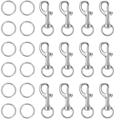 12 mosquetones para perros con 12 anillos en O, mosquetón de 360 ° con articulación giratoria, mosquetón para correa de perro, mosquetón de seguridad para collares de perros y cierres de mosquetón
