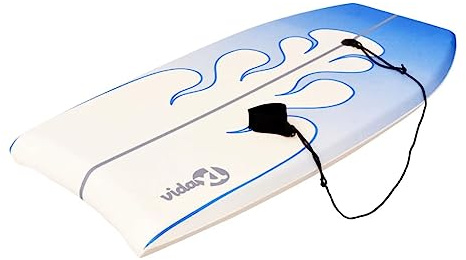 Bodyboard 94 cm Blau für Kinder und Erwachsene mit Sicherheitsleine und Armband, EPS Schaumstoffkern für Wellenreiten und Wassersport