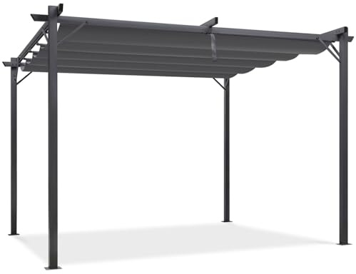 IDMarket - Pergola con tetto retrattile 4 piedi 3 x 4 m, gazebo grigio antracite
