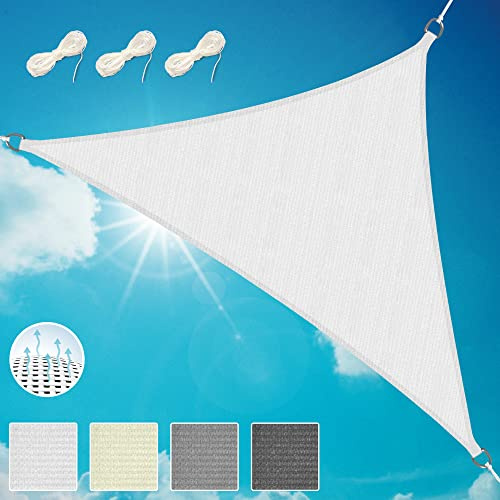Sol Royal Tenda a Vela Ombreggiante Triangolare HDPE Parasole Giardino UV | 420x420x600cm Bianco traspirante protezione e raggi UV tendone tende SolVision Vele permeabile all'acqua Shade Sails HS9