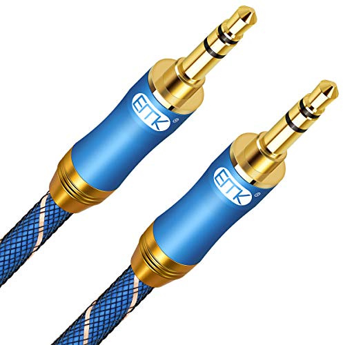 Aux Kabel 3,5mm Audio Kabel Nylon Geflochtene Klinkenkabel 3,5 Für Kopfhörer, Smartphones, Lautsprecher, Heim/KFZ Stereoanlagen,Tablets (3,5mm TRS Stecker zu Stecker Blau, 1M)