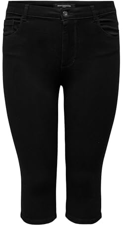 ONLY Carmakoma Damen Caraugusta Hw Skinny Dnm Knickers Sort Jeansshorts, Schwarz, 46 Große Größen EU