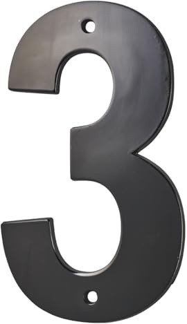 Targa numero civico 3 ,altezza 80mm Nero metallo, da avvitare - THIRARD