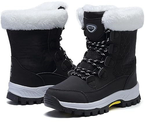 Maxome Snow Boots Womens Winter Boots Walking Ladies Waterproof Fur Lined Ankle Mid Calf Outdoor Women Walking Shoes Non-Slip Lightweight for Girls Booties