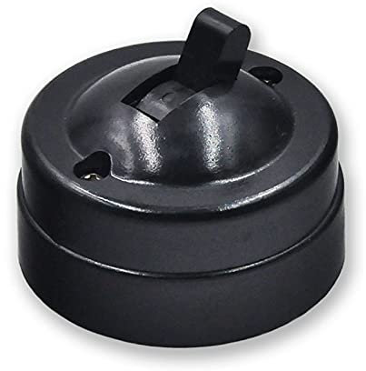 Uadme Black Vintage Light Switch, Round Retro Old-Fashioned Single Control Toggle Switchs, Mounted Wall for Home Office Hotel