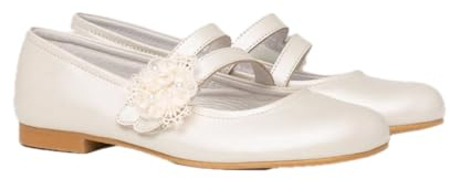 Angelitos Bailarina Tul & Perlas Comunión angelitos Mod.991,fabricación Nacional,100% Piel (Beige, Numeric 31 EU)
