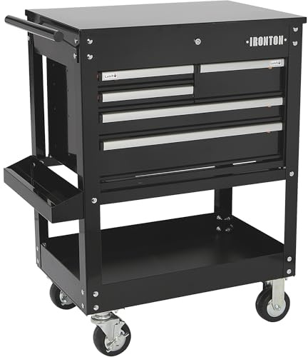 Ironton 30in. 5-Drawer Mechanic's Tool Cart - 33-7/8in.L x 17-5/8in.W x 39-1/8in.H, 700-Lb. Capacity