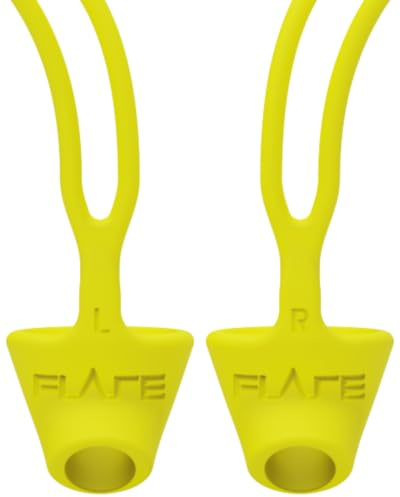 Flare Calmer Kids Secure – Ear Plugs Alternative – Reduce Annoying Noises Without Blocking Sound – Soft Reusable Flexible Silicone with Built-in Lanyard – Yellow