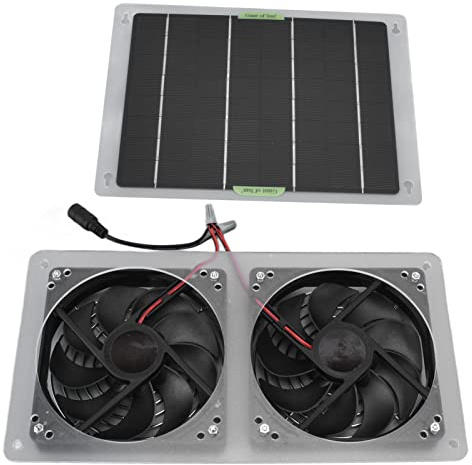 ASHATA Solar Panel Fan Kit 100W 12V wasserdichter tragbarer Dual-Fan Outdoor-Solarlüfter für Wohnmobil-Gewächshaus-Haustiere