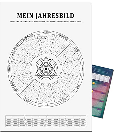 Mein Jahresbild by Presentou | Gestalte dein Jahr als individuelles Bild | inklusive psychologischer Auswertung | Kalender zur Stimmungslage| Spirituelles Motiv (Auge der Vorsehung A3 (29,7x42cm))