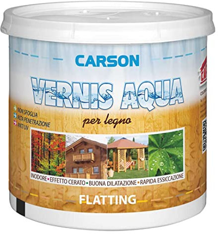 Colorificio Carson Vernis Aqua Flatting all'acqua Per Legno Interno Esterno (750 ml, Lucido)