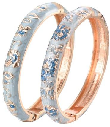 Wynameleri Emaille Breiter Armreif mit Goldrand für Frauen, Handgemachtes Emaille Breites Armband für Damenarmreif